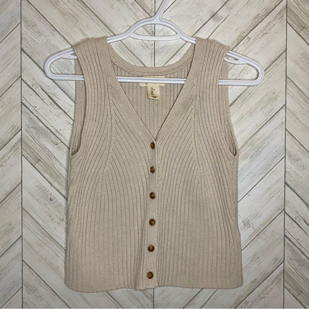 Jessica Simpson Beige Button-Down Tank Top